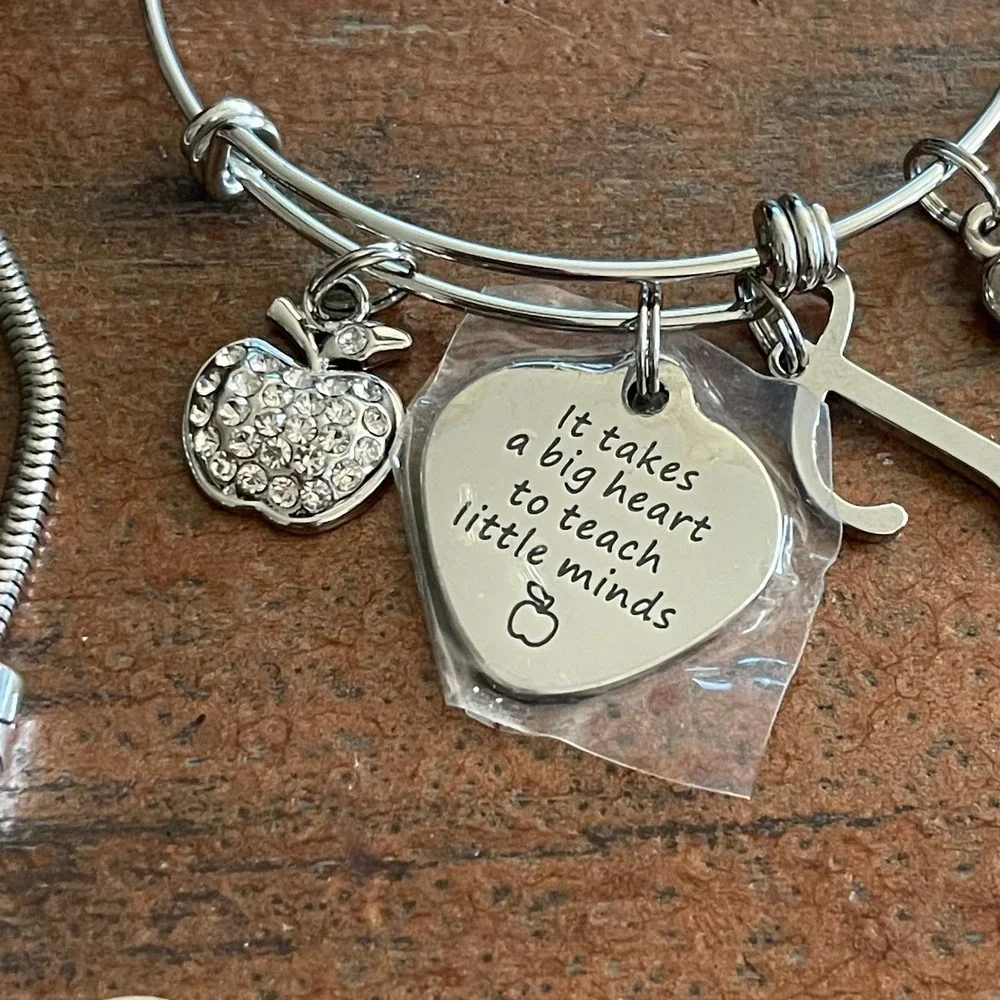 Teacher Gift Charm Bracelets Lot of 02